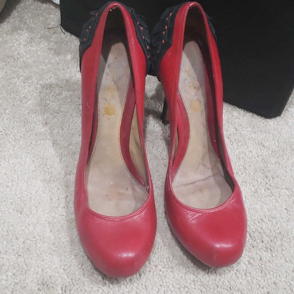 Red Leather L.A.M.B pumps